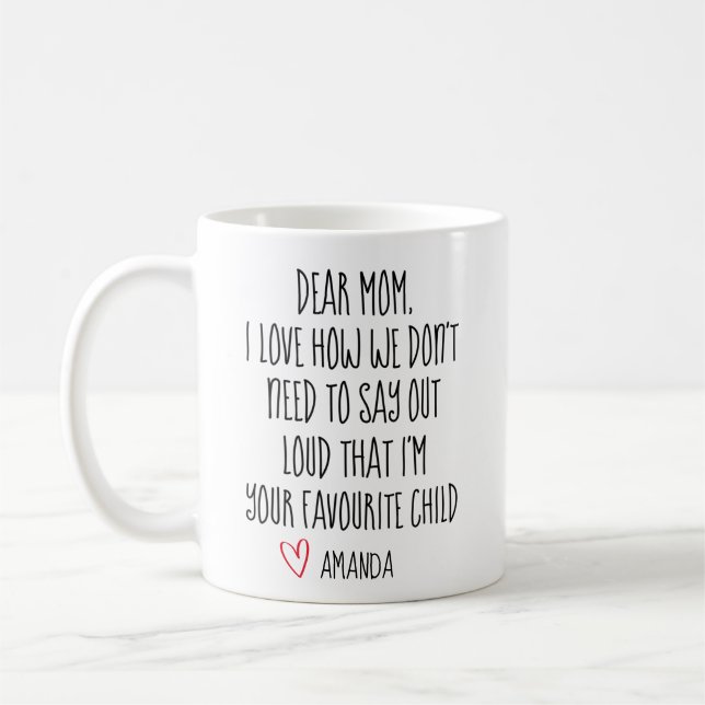 Mama Kaffee Tasse, Lieblingskind, personalisierte  Kaffeetasse (Links)