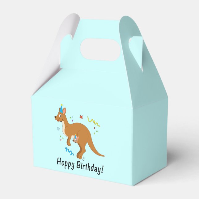 Mama Kangaroo und Baby in Birthday Hats Geschenkschachtel (Vorderseite)