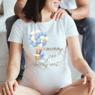 Mama kann kaum warten blauer Teddybär Baby Shower T-Shirt