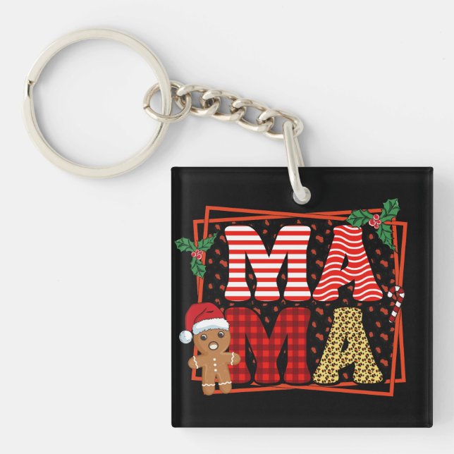 Mama - Kariertes Weihnachtsmuster Design-50094 Schlüsselanhänger (Vorderseite)