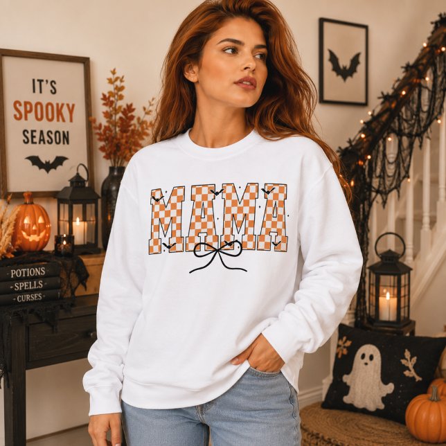 Mama Karo-Bogen Halloween-Fledermäuse-Typografie Sweatshirt (Von Creator hochgeladen)