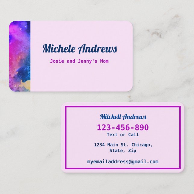 Mama-Kartenkartentext wiedergeben Visitenkarte (Vorne/Hinten)