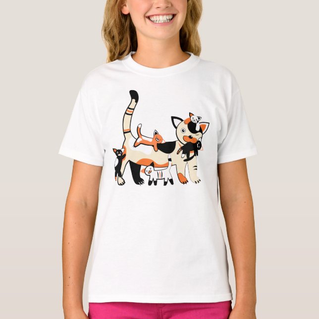 Mama Katze mit Kätzchen lustiges Bild. T-Shirt (Vorderseite)