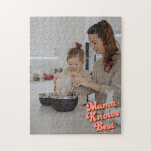 Mama kennt das beste Pink Brown Lettering Foto Puzzle