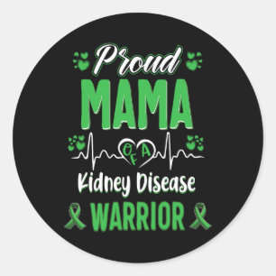 Mama Kidney Disease Warrior Awareness Ribbon Green Runder Aufkleber