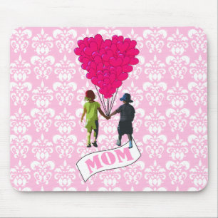 Mama, Kinder mit herzförmigen Ballons Mousepad
