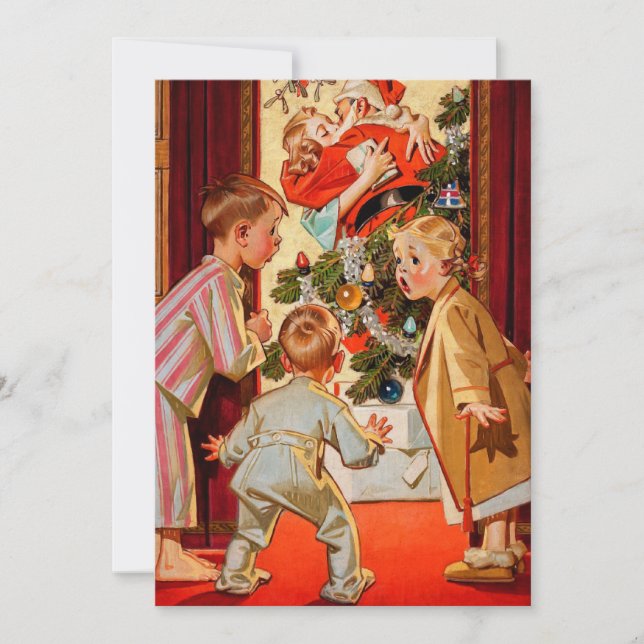 Mama Kisses Santa Claus Feiertagskarte (Vorderseite)