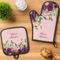 Mama Kitchen Burgundy Pink Floral
