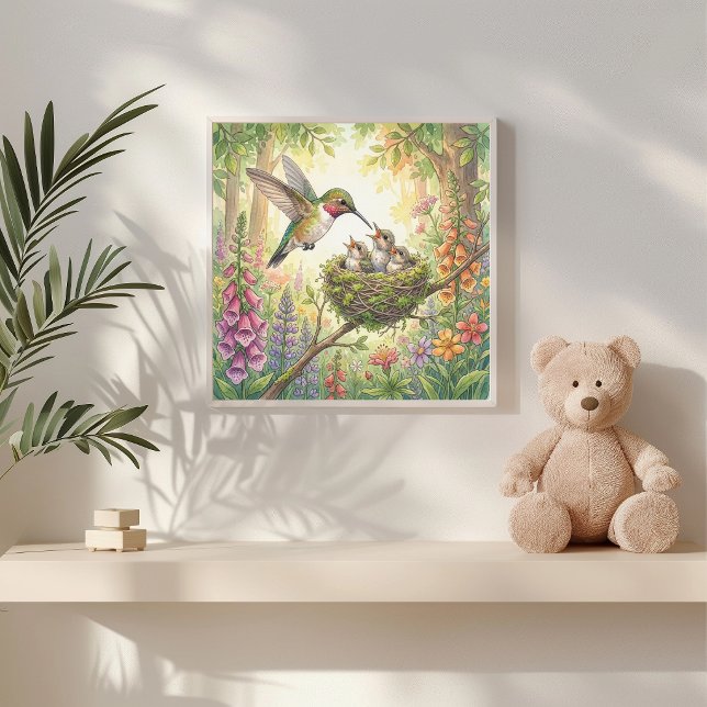 Mama Kolibri und Kinderkrippe Poster (Von Creator hochgeladen)