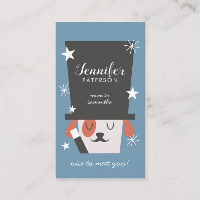 Mama-Kontakt-Karten-niedlicher Hundemagier Visitenkarte (Vorderseite)