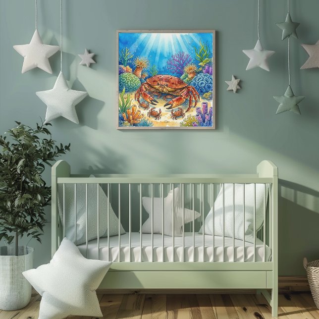 Mama-Krabbe und Babys Kinderkrippe Poster (Von Creator hochgeladen)