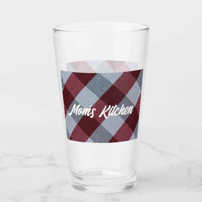 Mama Küche | Trinkgläser | Rot Kariert Glas (Vorderseite)
