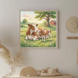 Mama Kuh und Kälberkinderzimmer Poster