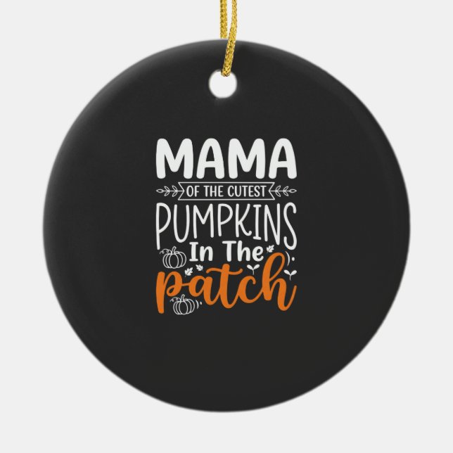 Mama Kürbisse Patch Halloween Design_1 Keramik Ornament (Vorne)