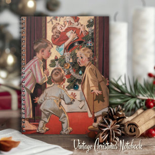 Mama küsst den Weihnachtsmann Vintage-Illustration Notizblock