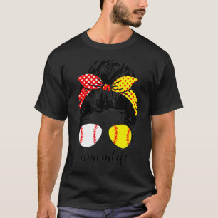 Mama Leben Baseball Softball unordentlicher Dutt l T-Shirt