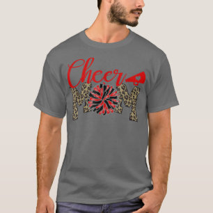 Mama Leopard drucken schwarz und rot Pom Pom T-Shirt