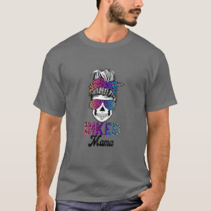 Mama Leopard Messy Bun Skull Mama T-Shirt