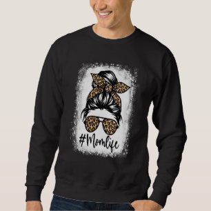 Mama Leopard Muster Messy Bun Women Sweatshirt