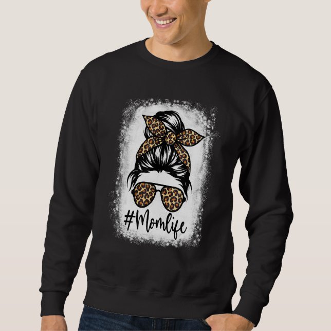 Mama Leopard Muster Messy Bun Women Sweatshirt (Vorderseite)