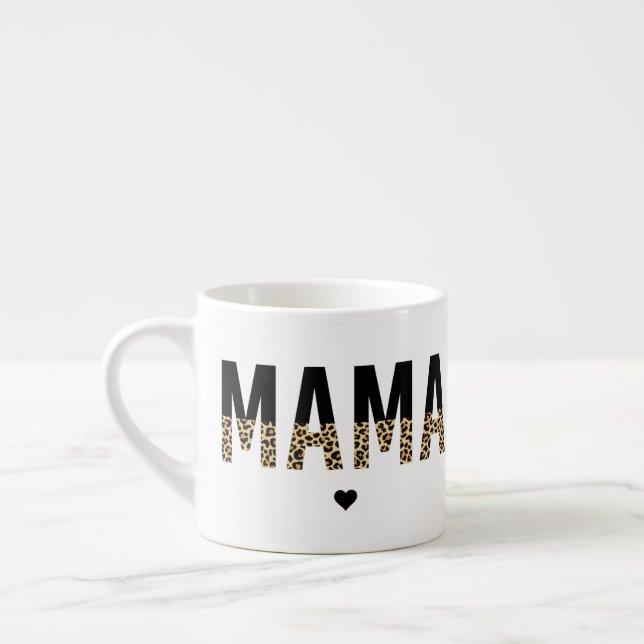 Mama Leopard Print Typografy Mama Geschenke Espressotasse (Links)