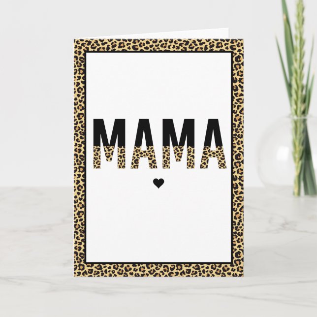 Mama Leopard Print Typografy Mama Geschenke Karte (Vorderseite)