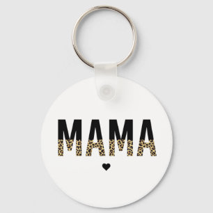Mama Leopard Print Typografy Mama Geschenke Schlüsselanhänger