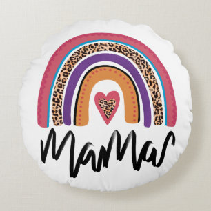 Mama Leopard Rainbow Rundes Kissen
