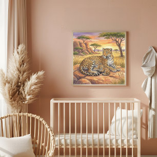 Mama Leopard und Kleinen Kinderzimmer Poster