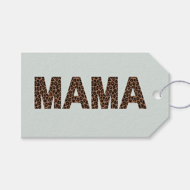 'Mama'-Leoparden-Design Soft Eucalyptus Mist  Geschenkanhänger (Vorderseite (Horizontal))