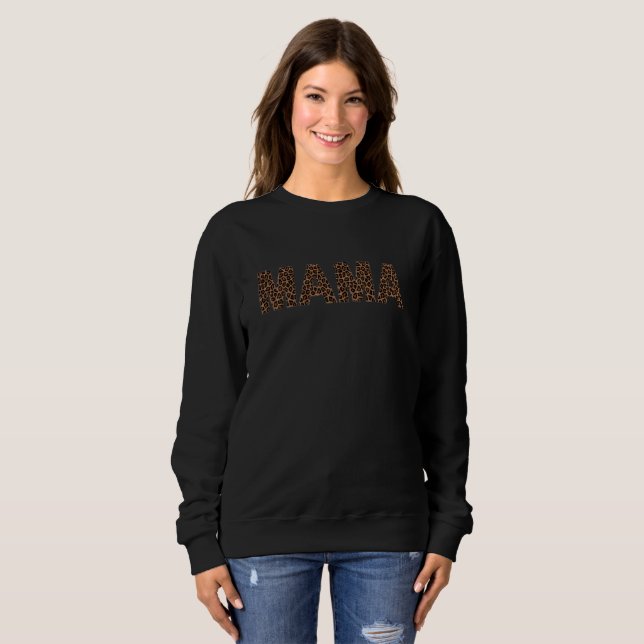 "Mama"-Leoparden-Design Trendiger Geburtstagsgesch Sweatshirt (Vorne ganz)
