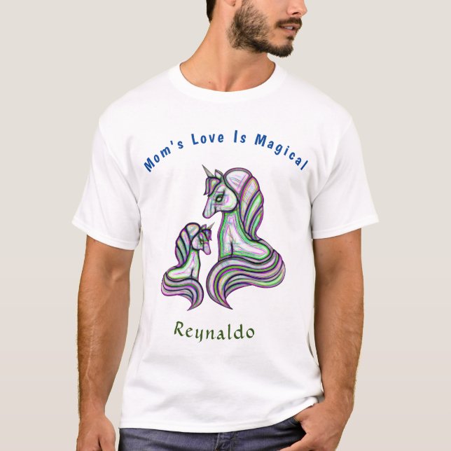 Mama Liebe ist magisches Einhorn personalisieren T-Shirt (Vorderseite)