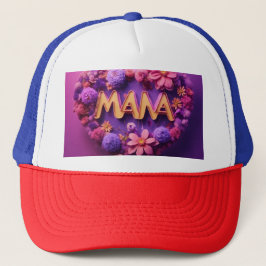 "Mama Liebe - Neon Heart with Floral Background 3D Truckerkappe