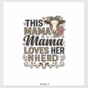 Mama liebt ihre Herde Vintage-Kuh-Mom-Shirt-Design Aufkleber