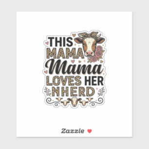 Mama liebt ihre Herde Vintage-Kuh-Mom-Shirt-Design Aufkleber