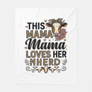 Mama liebt ihre Herde Vintage-Kuh-Mom-Shirt-Design Fleecedecke