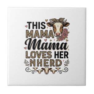 Mama liebt ihre Herde Vintage-Kuh-Mom-Shirt-Design Fliese