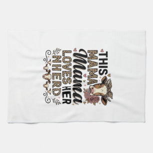 Mama liebt ihre Herde Vintage-Kuh-Mom-Shirt-Design Geschirrtuch