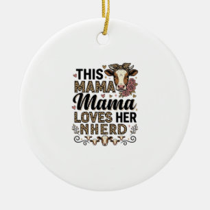 Mama liebt ihre Herde Vintage-Kuh-Mom-Shirt-Design Keramik Ornament