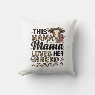 Mama liebt ihre Herde Vintage-Kuh-Mom-Shirt-Design Kissen