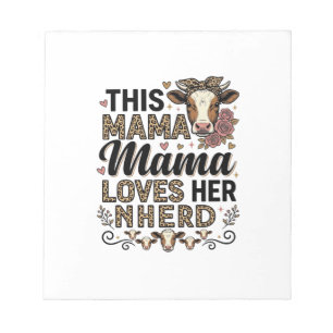 Mama liebt ihre Herde Vintage-Kuh-Mom-Shirt-Design Notizblock