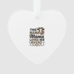 Mama liebt ihre Herde Vintage-Kuh-Mom-Shirt-Design Ornament