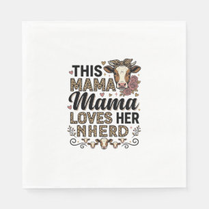 Mama liebt ihre Herde Vintage-Kuh-Mom-Shirt-Design Serviette