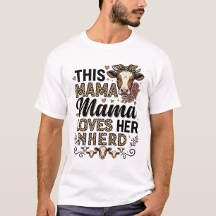 Mama liebt ihre Herde Vintage-Kuh-Mom-Shirt-Design T-Shirt