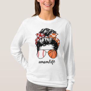 Mama Life Baseball Basketball Mama chaotisch bun l T-Shirt