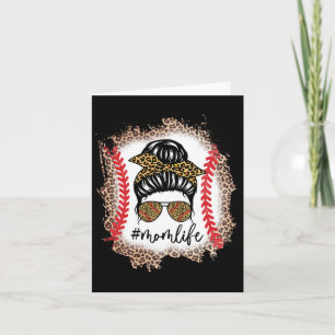 Mama Life Baseball Mama Messy Bun Leopard Baseball Karte