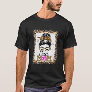 Mama Life Cheer Leopard Printed Mothers Day Messy T-Shirt