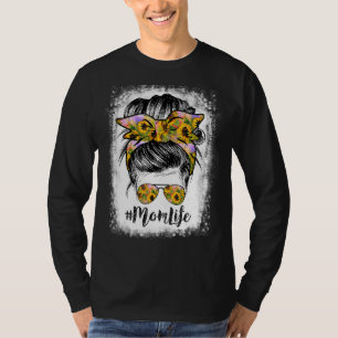 Mama Life gebleicht Mama Leben Sonnenblumen Messy  T-Shirt
