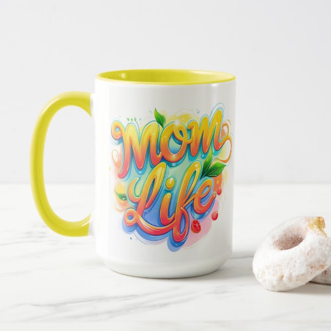 Mama Life Individuelle Name Tasse - Lemonade Inspi (Mit Donut)