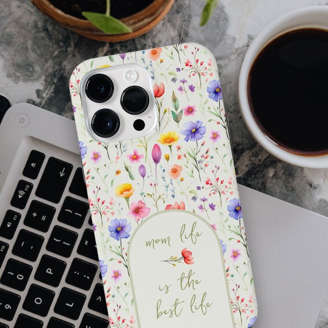 Mama Life ist die beste Biozitierungs-grüne Wildbl iPhone Hülle (Wildflower iphone 14 Pro Max Case - will fit many other models - adjust placement in design tool)